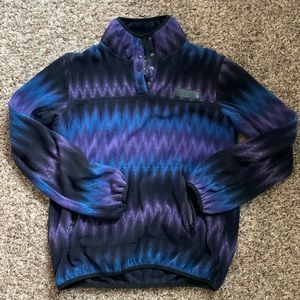 Kavu Purple and Blue Fleece Button Up Three-Quarter